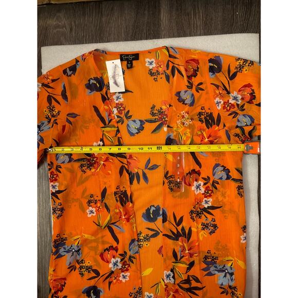 Jessica Simpson Sunkissed Florals Blakely Orange Duster Kimono S Resortwear Boho - Picture 7 of 10
